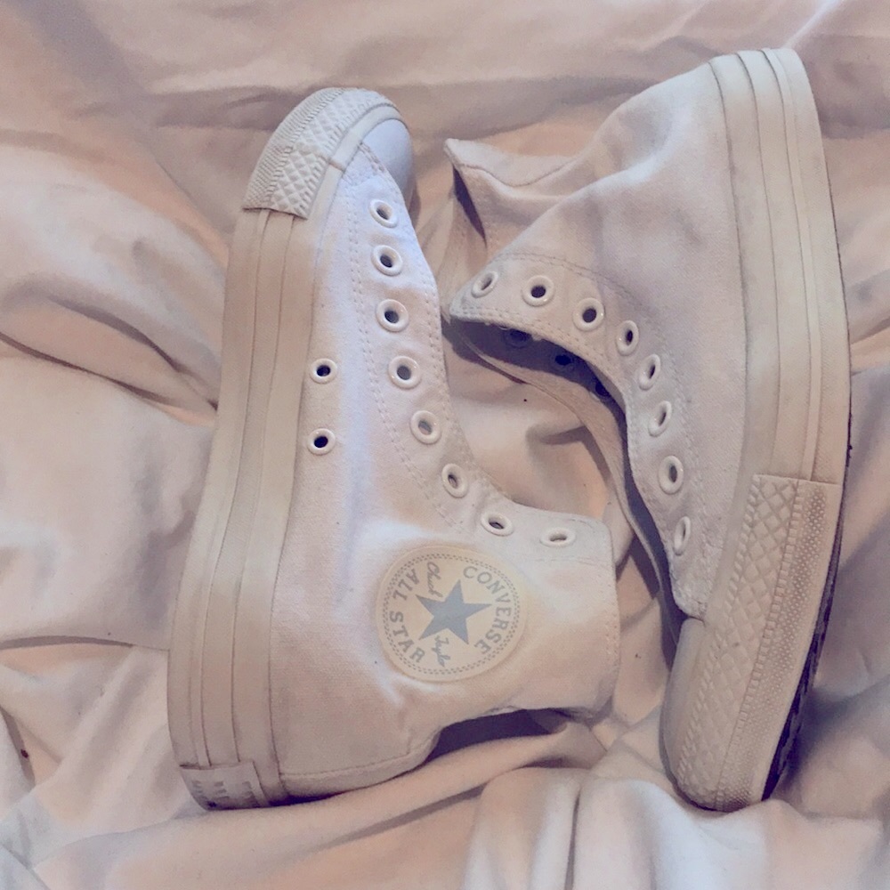 White High Top Converse size 8 1/2 women’s